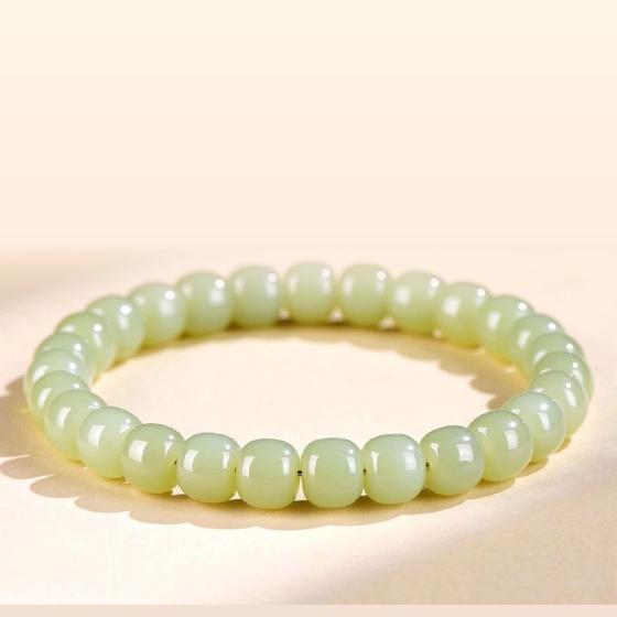 Clear Water Jade Bracelet — Old Mine Hetian Jade Straight-Cut